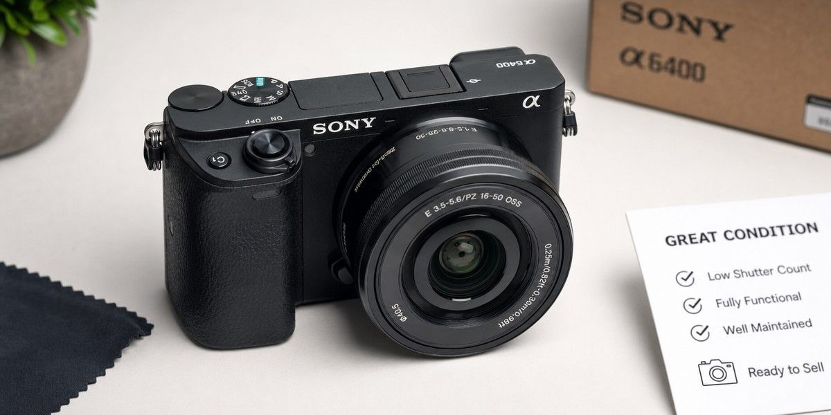 Sony A6400 mirrorless camera being sold online through CameraKart for instant payment